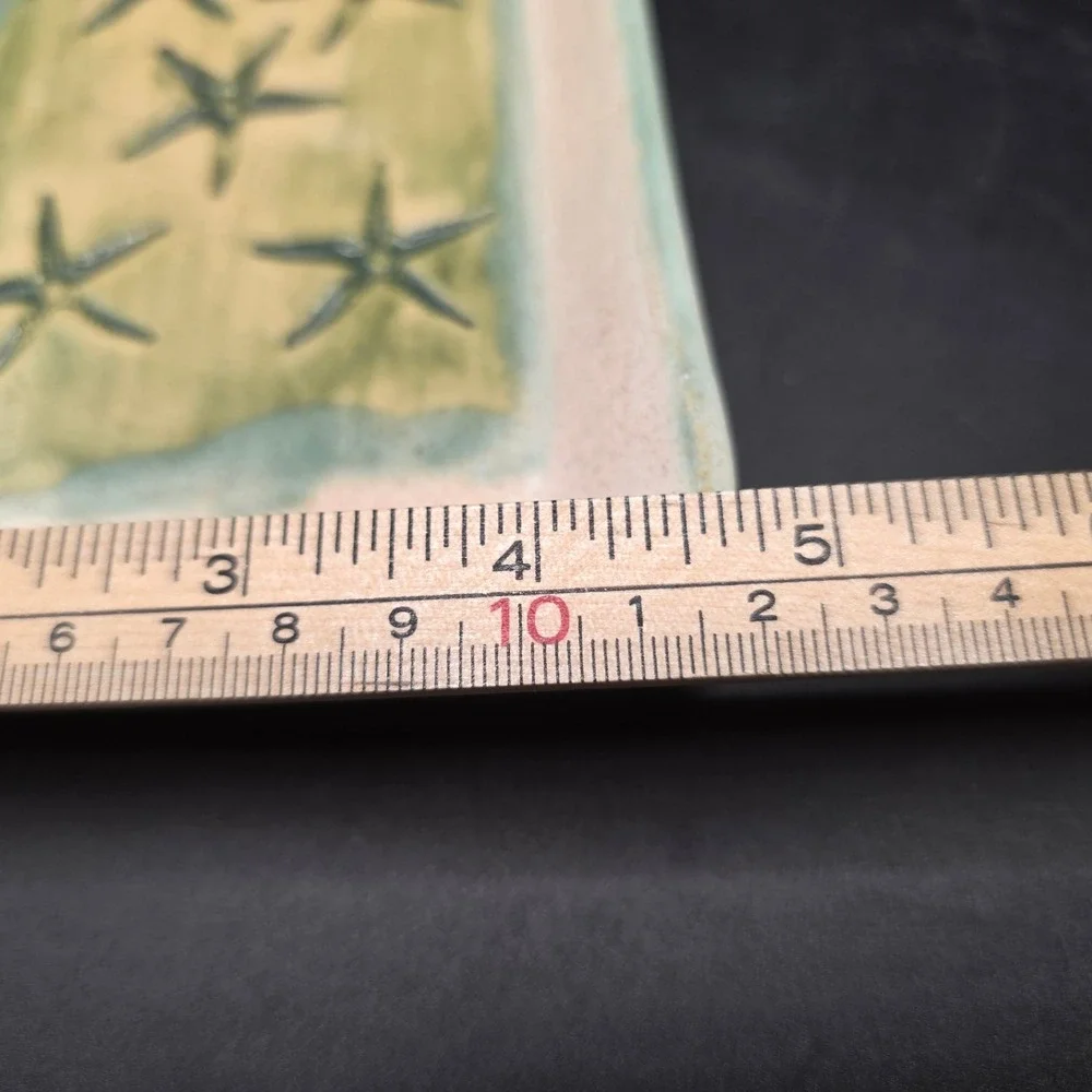 Hugh Wayne Studio Pottery Starfish Trinket Dish Coastal Sage Green Pink Tray